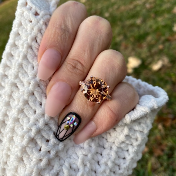 GorgeousWhite Sapphire Rose Gold Filled Ring - Picture 8 of 16